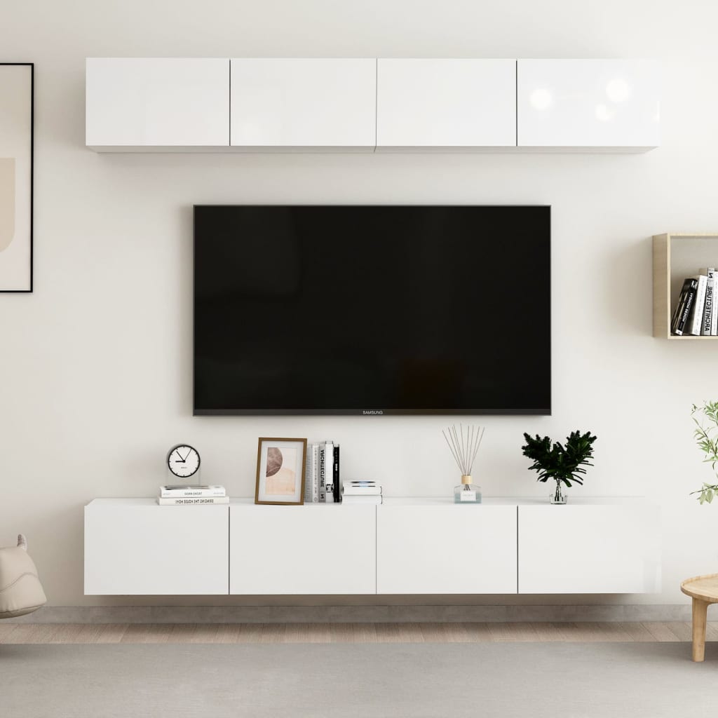 Mobili Tv A Parete 4 Pz In Legno Multistrato