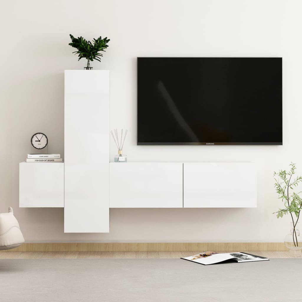Set Di Mobili Porta Tv 3 Pz In Legno Multistrato