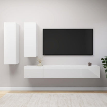 Set Mobile Tv 4 Pz Montato A Parete In Truciolato
