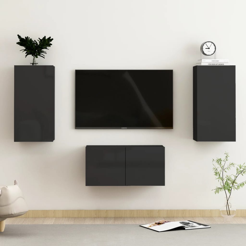 Set Mobili Porta Tv 3 Pz In Legno Multistrato