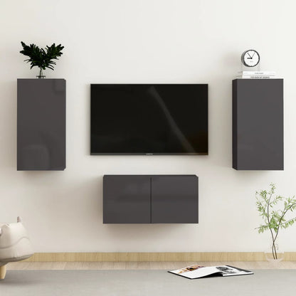 Set Mobili Porta Tv 3 Pz In Legno Multistrato