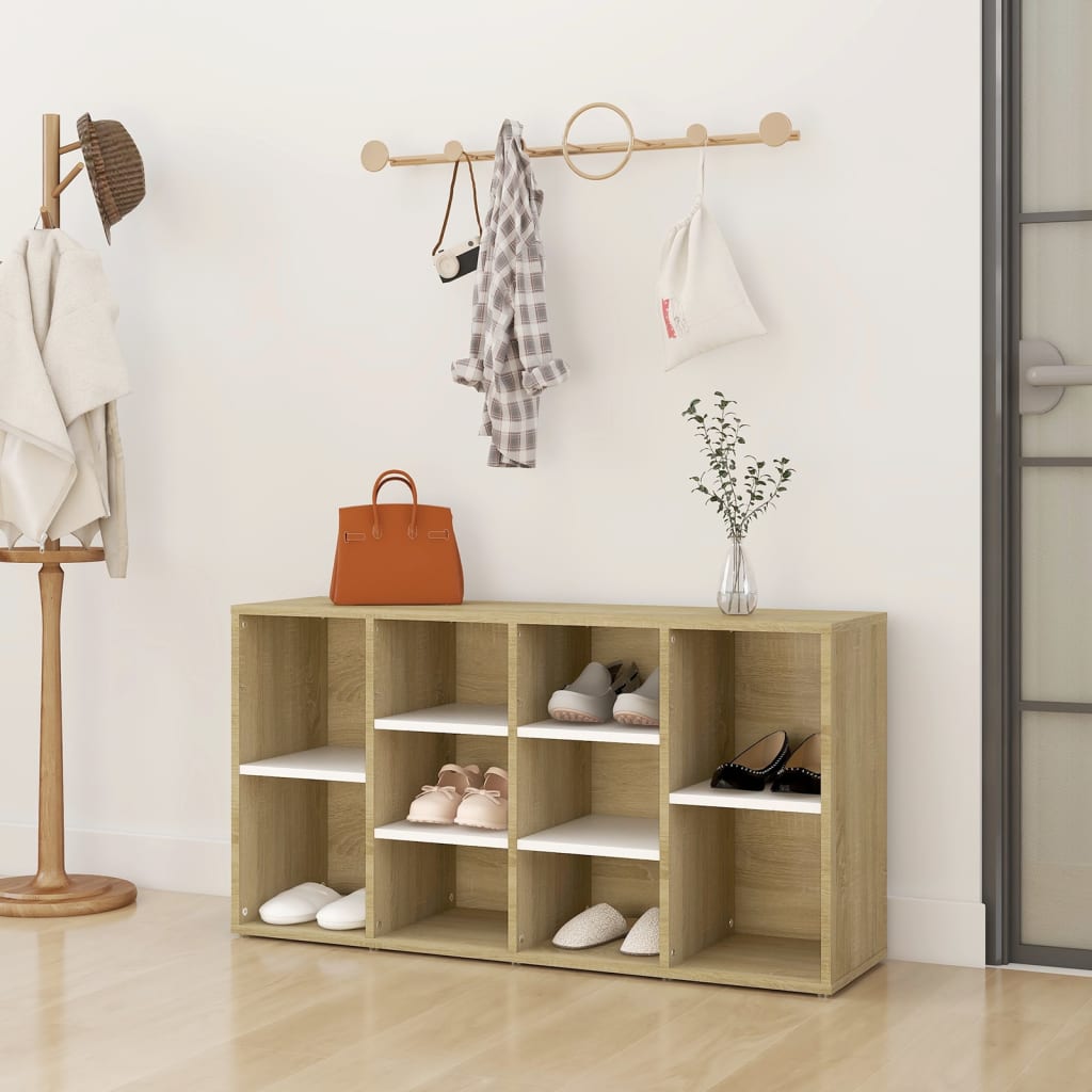Scarpiera Panchina Bianca Rovere Sonoma 103X30X54,5 Multistrato