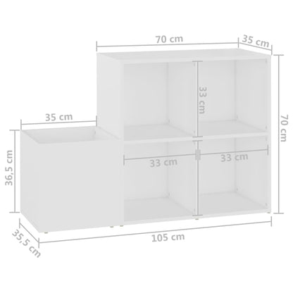 Scarpiera Da Ingresso Bianca 105X35,5X70Cm In Legno Multistrato