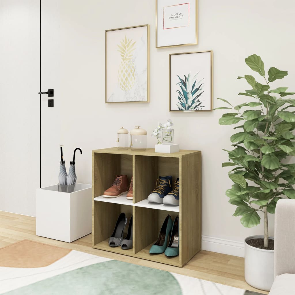Scarpiera Da Ingresso Bianca 105X35,5X70Cm In Legno Multistrato