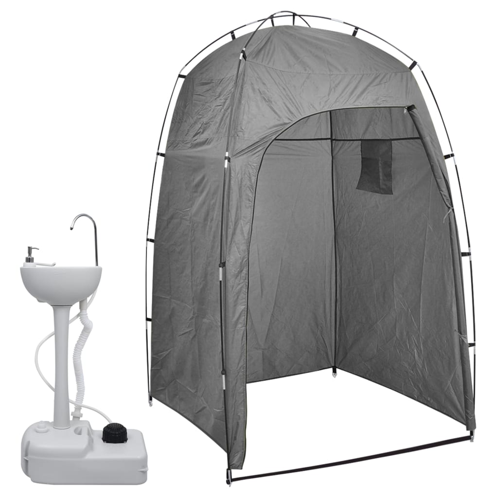 Lavandino Con Supporto Portatile Da Campeggio Con Tenda 20 L