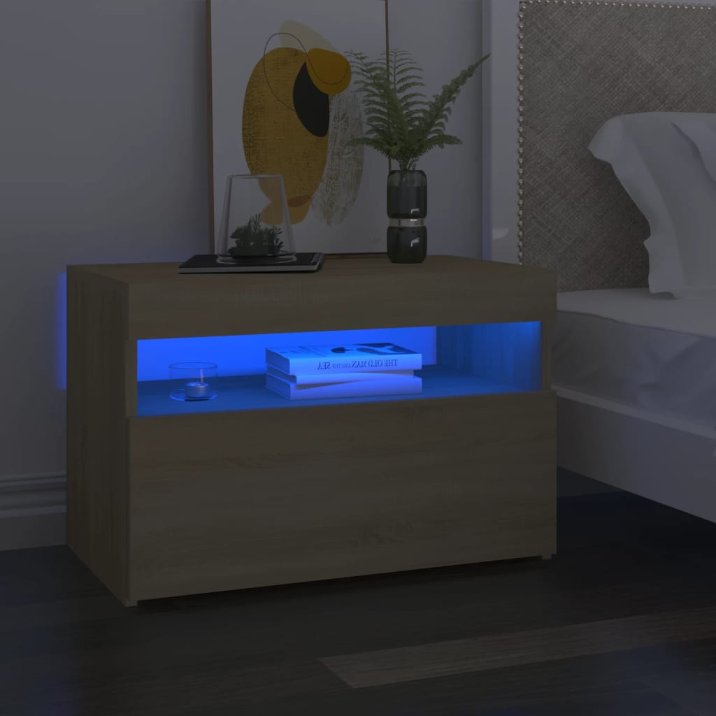 Comodino Con Led 60X35X40 Cm In Legno Multistrato