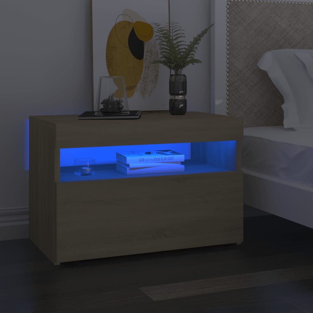 Comodino Con Led 60X35X40 Cm In Legno Multistrato