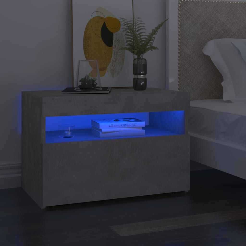 Comodino Con Led 60X35X40 Cm In Legno Multistrato