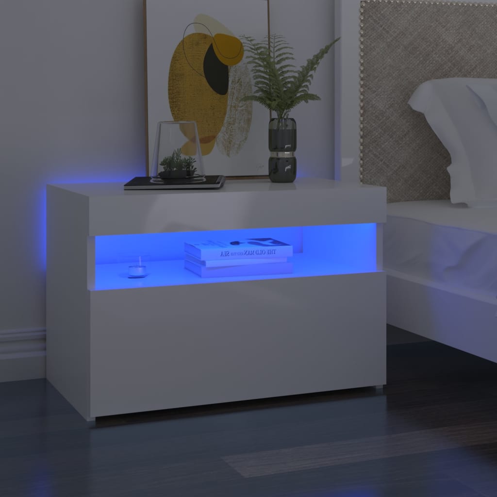 Comodino Con Led 60X35X40 Cm In Legno Multistrato