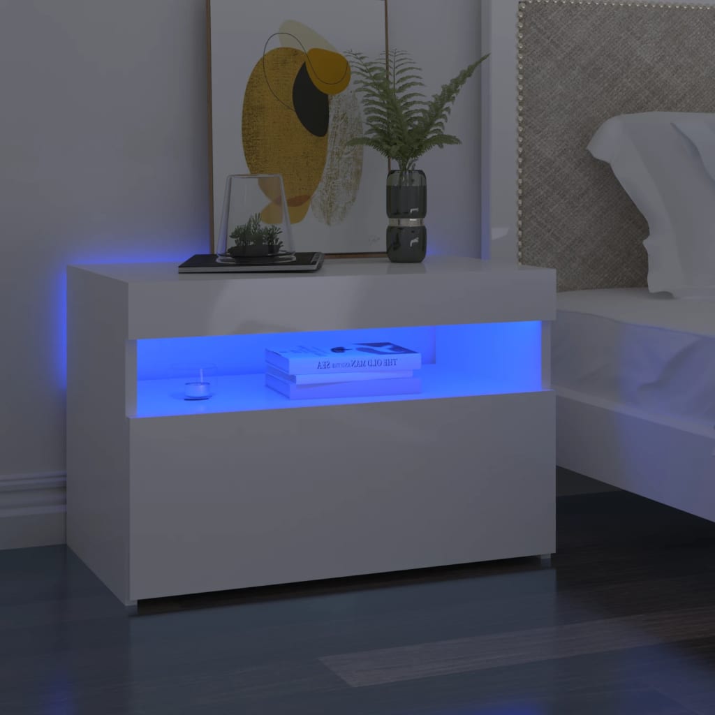 Comodino Con Led 60X35X40 Cm In Legno Multistrato