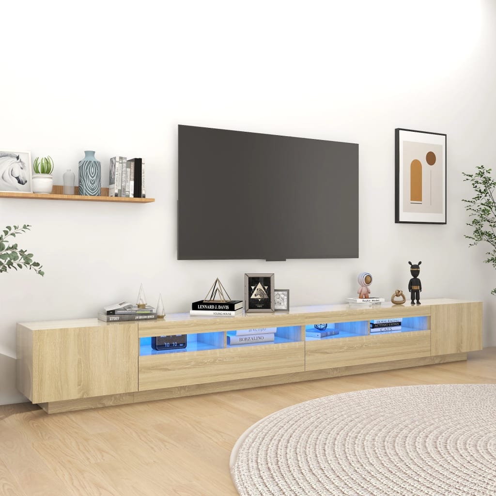 Set Mobili Tv 3Pz Con Luci Led In Legno Multistrato