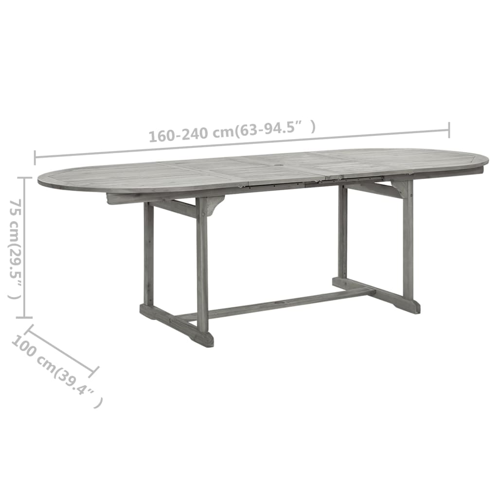 Tavolo Da Pranzo Per Esterni (160-240)X100X75Cm Massello Acacia