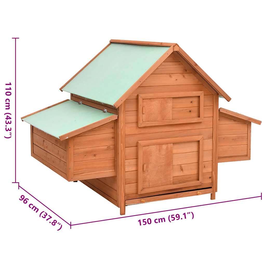 Pollaio 150X96X110 Cm In Legno Massello Di Abete