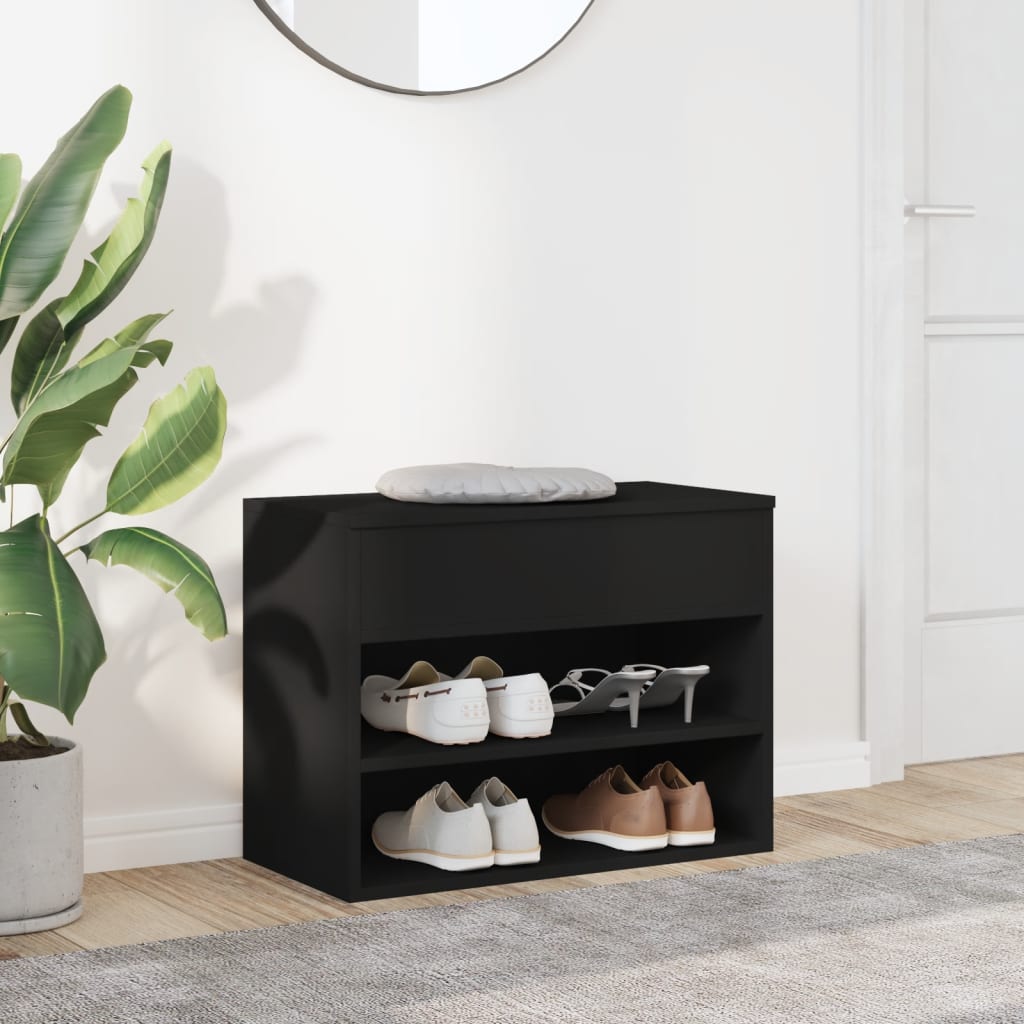 Panca Portascarpe Nera 60X30X45Cm In Truciolato