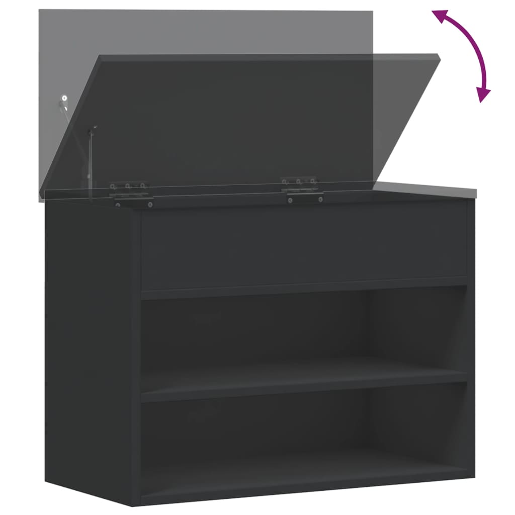 Panca Portascarpe Nera 60X30X45Cm In Truciolato