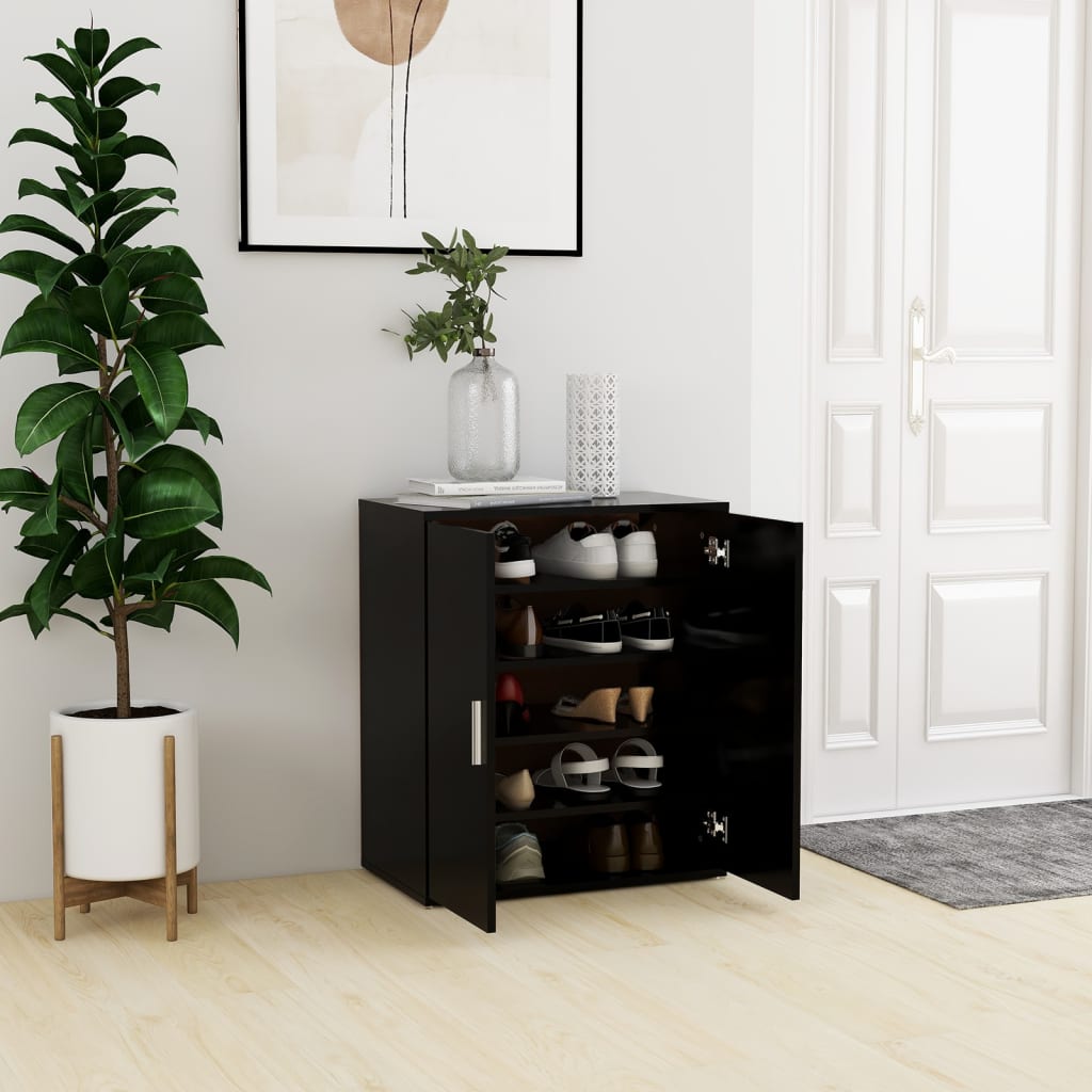 Scarpiera Nera 31,5X35X70 Cm In Truciolato Nero