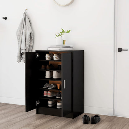 Scarpiera Nera 31,5X35X70 Cm In Truciolato Nero
