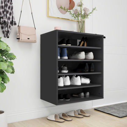 Scarpiera Nera 31,5X35X70 Cm In Truciolato Nero