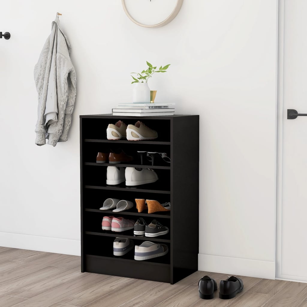 Scarpiera Nera 31,5X35X70 Cm In Truciolato Nero