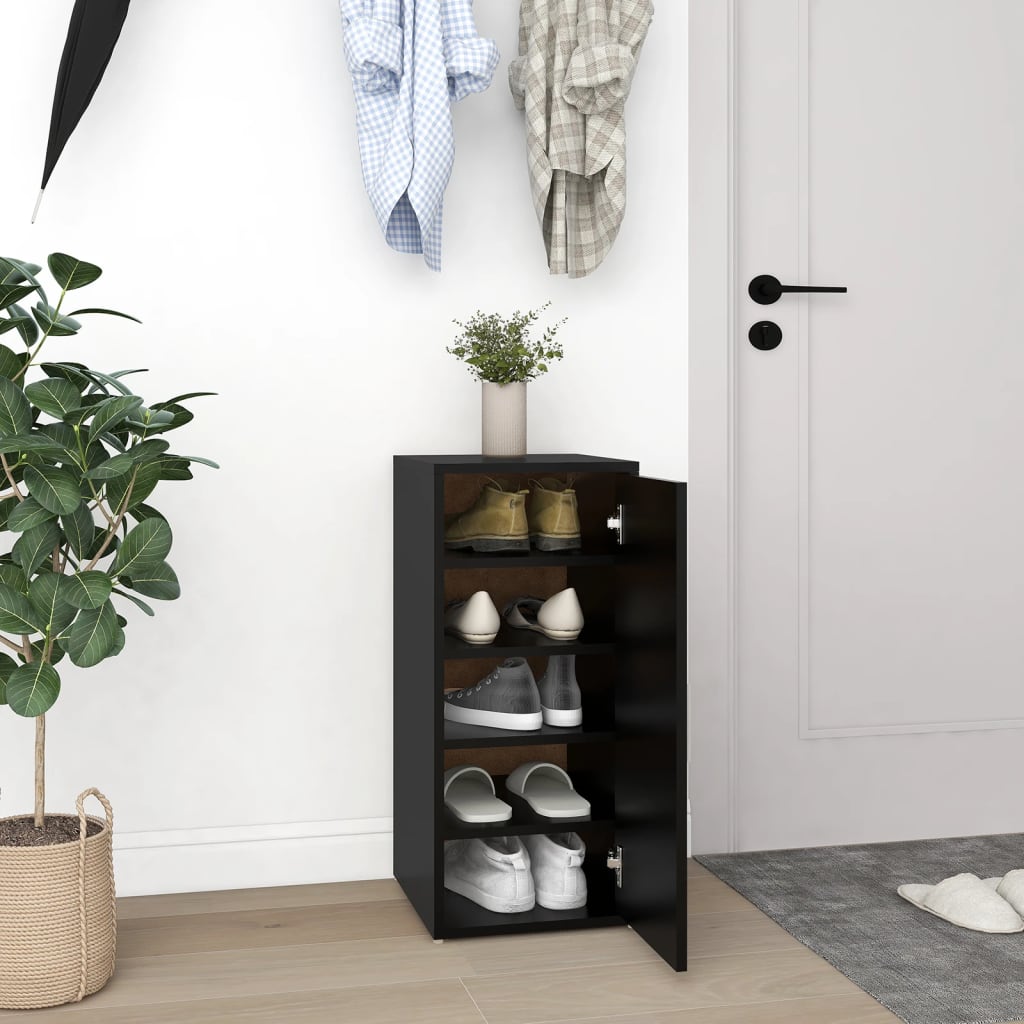 Scarpiera Nera 31,5X35X70 Cm In Truciolato Nero