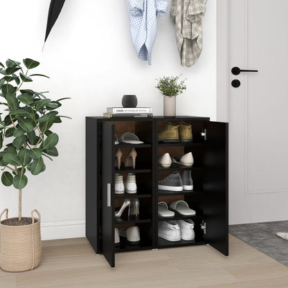 Scarpiera Nera 31,5X35X70 Cm In Truciolato Nero