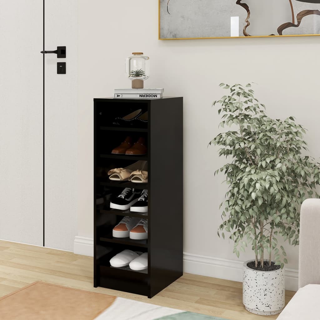 Scarpiera Nera 31,5X35X70 Cm In Truciolato Nero