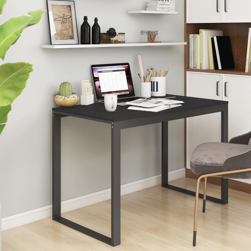 Scrivania Computer Nera E Rovere 110X60X73 Cm Legno Multistrato