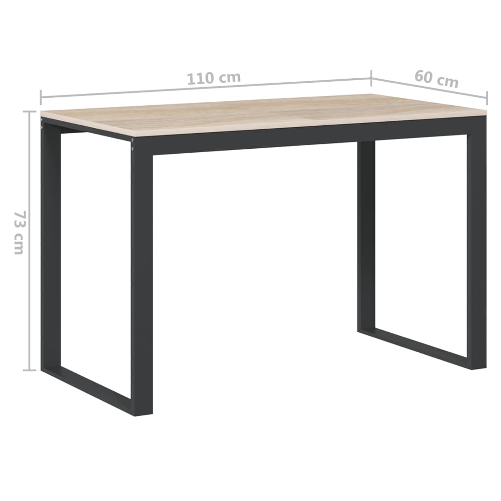 Scrivania Computer Nera E Rovere 110X60X73 Cm Legno Multistrato