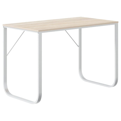 Scrivania Computer Bianca E Rovere 110X60X73 Legno Multistrato