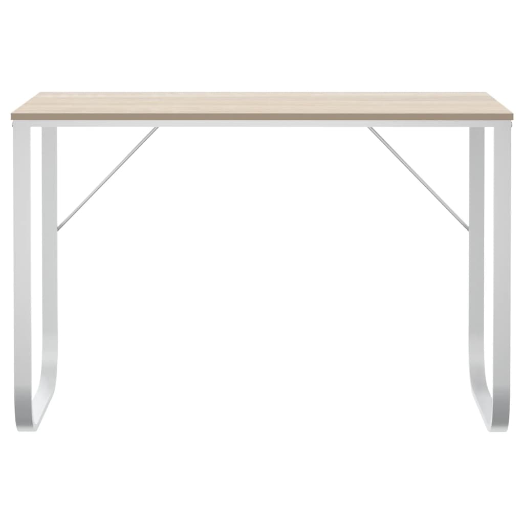 Scrivania Computer Bianca E Rovere 110X60X73 Legno Multistrato