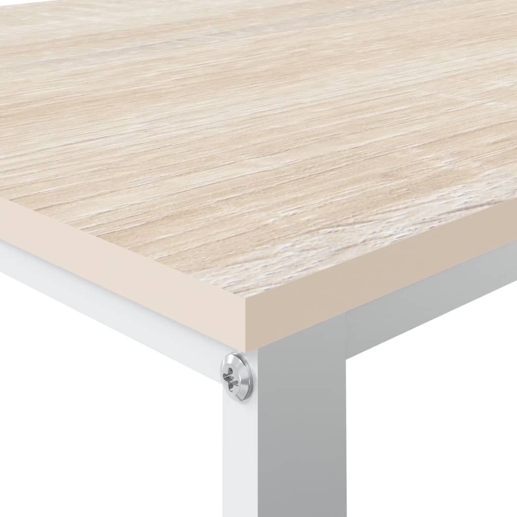 Scrivania Computer Bianca E Rovere 110X60X73 Legno Multistrato