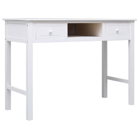 Scrivania Bianca 108X45X76 Cm In Legno Massello Di Paulownia