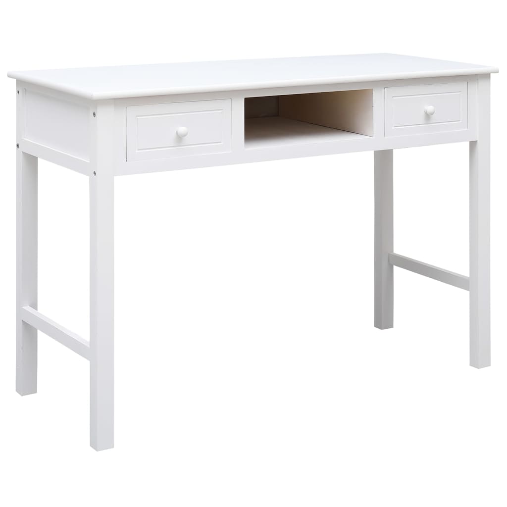 Scrivania Bianca 108X45X76 Cm In Legno Massello Di Paulownia