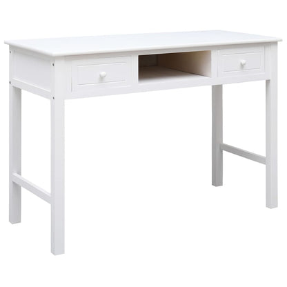 Scrivania Bianca 108X45X76 Cm In Legno Massello Di Paulownia