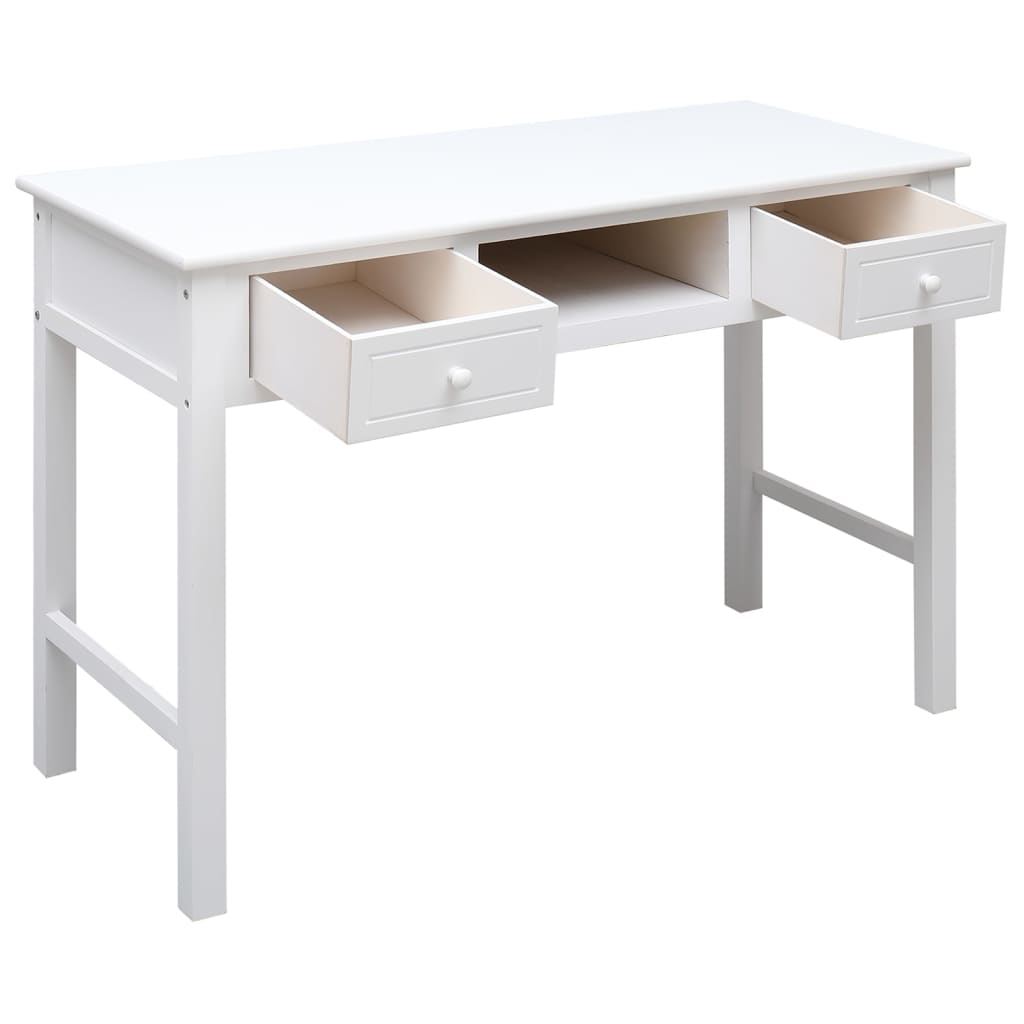 Scrivania Bianca 108X45X76 Cm In Legno Massello Di Paulownia
