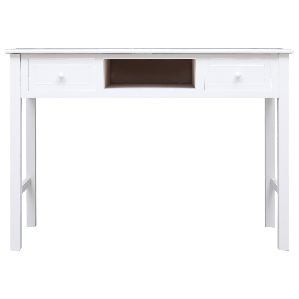 Scrivania Bianca 108X45X76 Cm In Legno Massello Di Paulownia