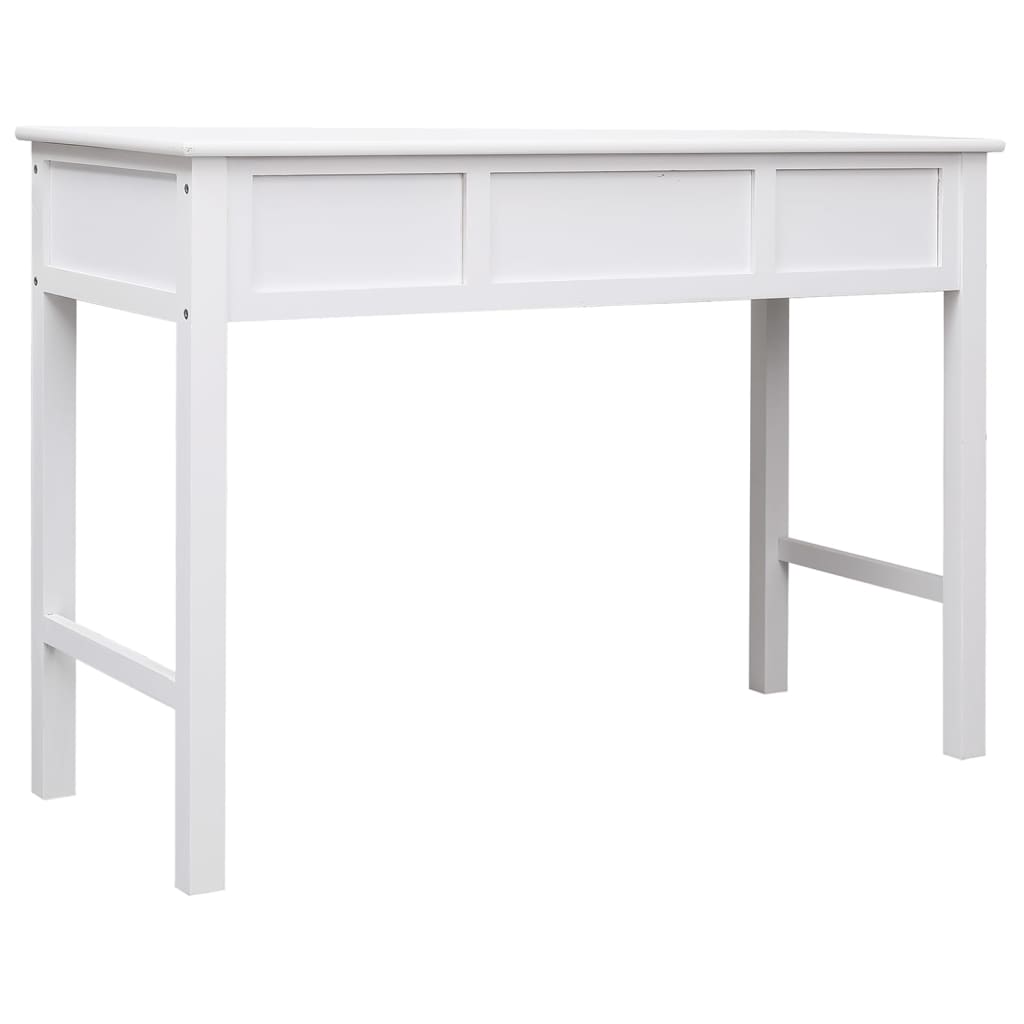 Scrivania Bianca 108X45X76 Cm In Legno Massello Di Paulownia