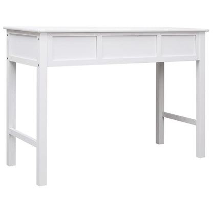 Scrivania Bianca 108X45X76 Cm In Legno Massello Di Paulownia