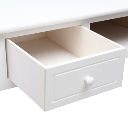 Scrivania Bianca 108X45X76 Cm In Legno Massello Di Paulownia