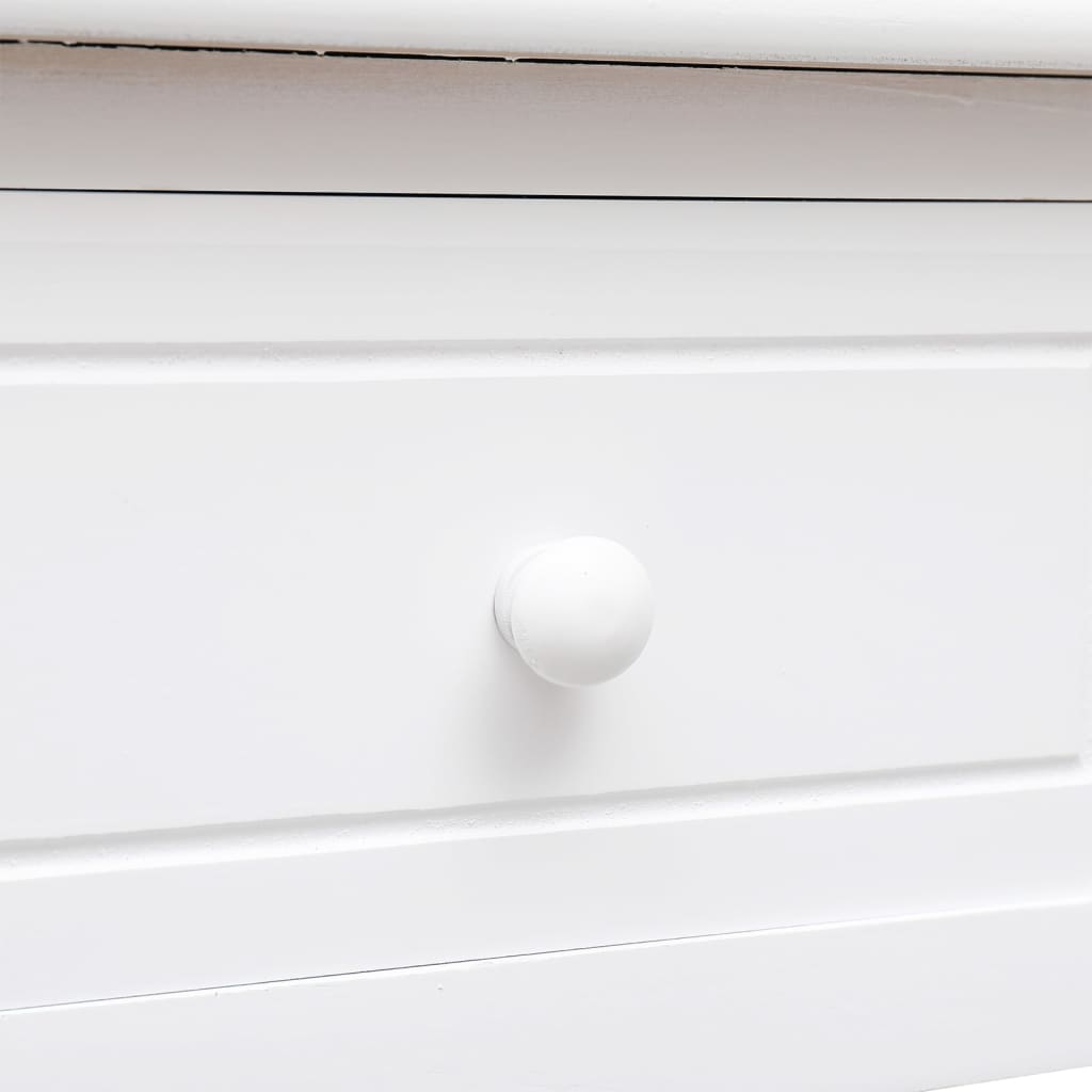 Scrivania Bianca 108X45X76 Cm In Legno Massello Di Paulownia