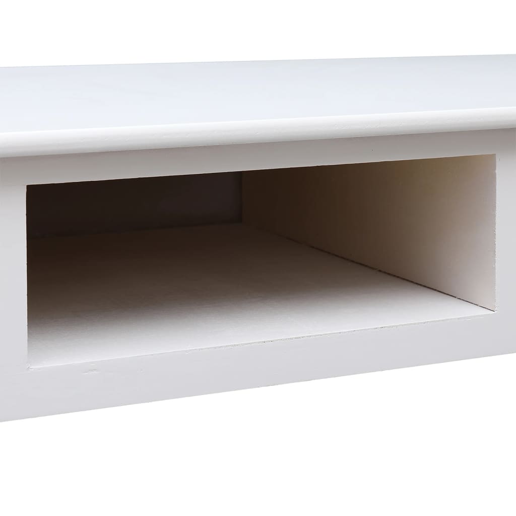 Scrivania Bianca 108X45X76 Cm In Legno Massello Di Paulownia
