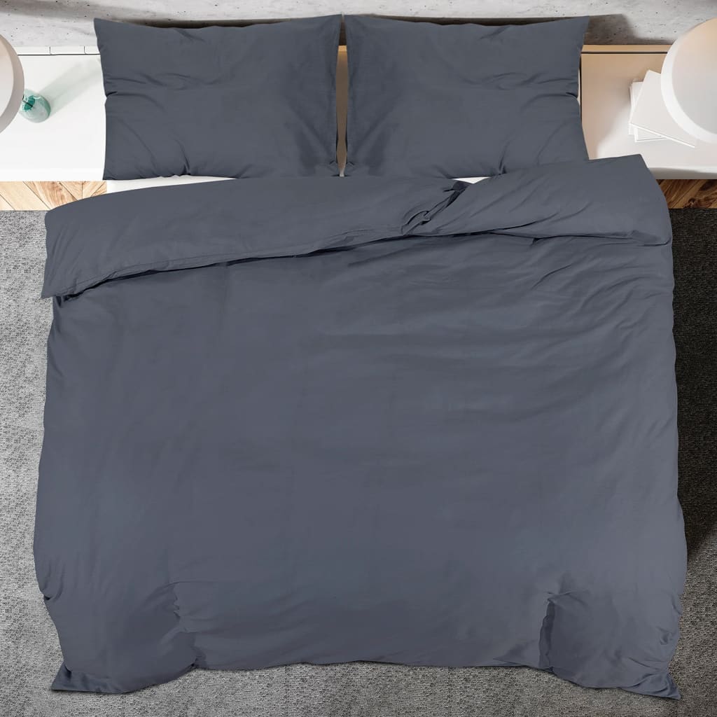 Set Copripiumino 155X220 Cm In Microfibra Leggera Antracite
