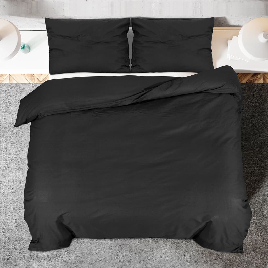 Set Copripiumino 200X200 Cm In Microfibra Leggera Nero