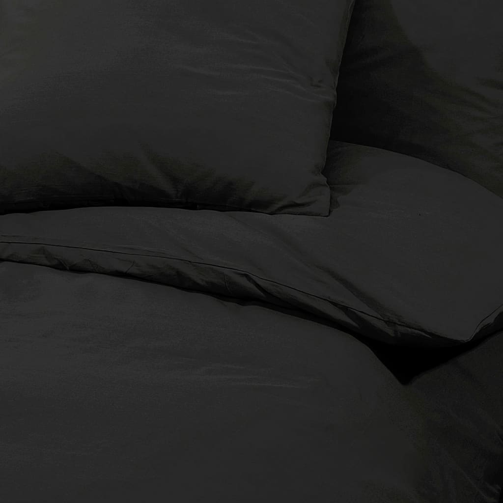 Set Copripiumino 200X200 Cm In Microfibra Leggera Nero