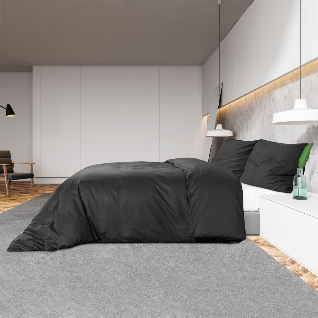 Set Copripiumino 200X200 Cm In Microfibra Leggera Nero