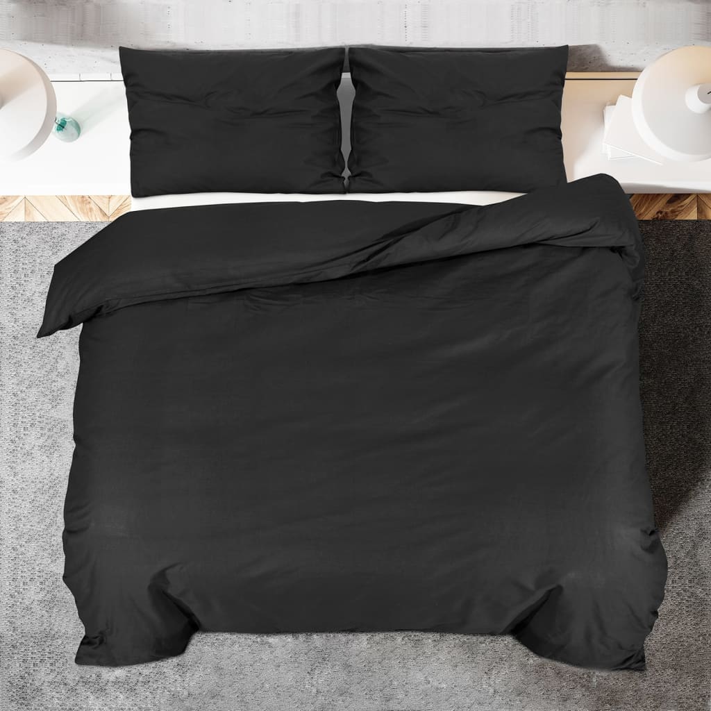 Set Copripiumino 200X200 Cm In Microfibra Leggera Nero