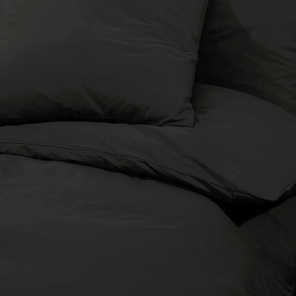 Set Copripiumino 200X200 Cm In Microfibra Leggera Nero