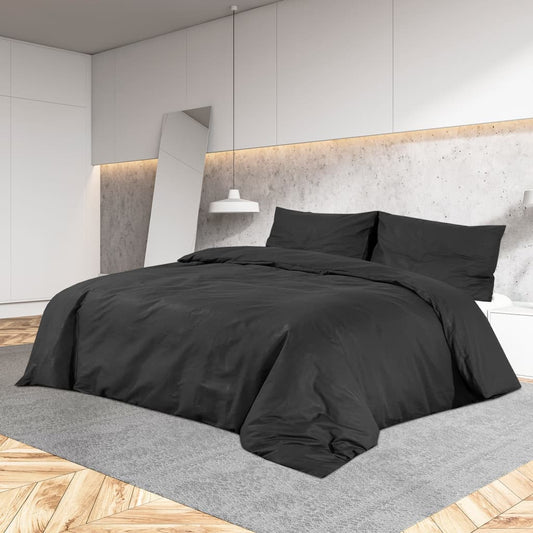 Set Copripiumino 200X200 Cm In Microfibra Leggera Nero