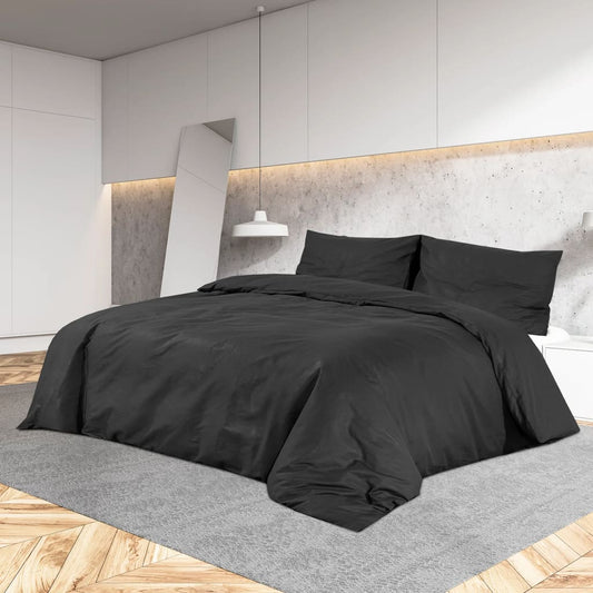 Set Copripiumino 260X240 Cm In Microfibra Leggera Nero