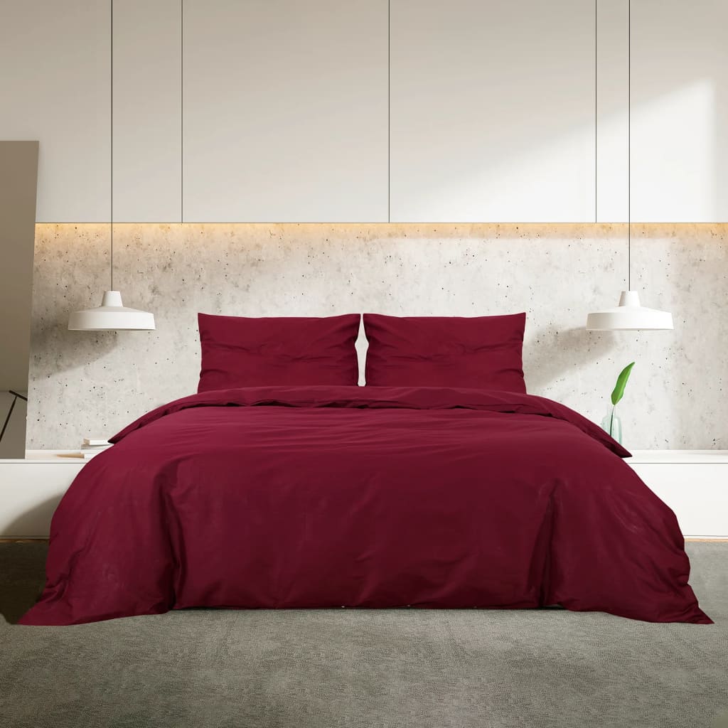 Set Copripiumino Bordeaux 140X200 Cm In Microfibra Leggera Rosso
